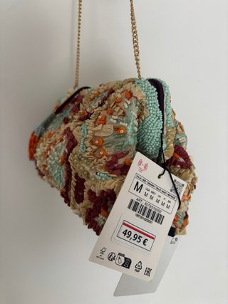 Bolso Zara abalorios y flecos nuevo