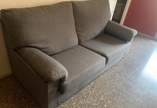 Sofá 2 plazas gris tela
