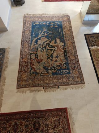 Alfombra Persa Seda Azul Multicolor