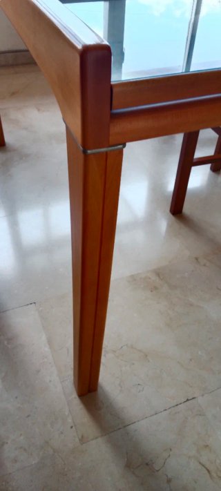 Mesa de comedor cristal y madera extensible