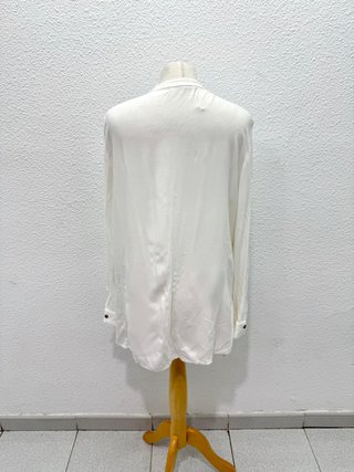 Camisa Zara Blanca Bolsillos XL