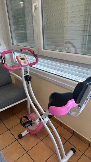 Bicicleta Estática Rosa Plegable
