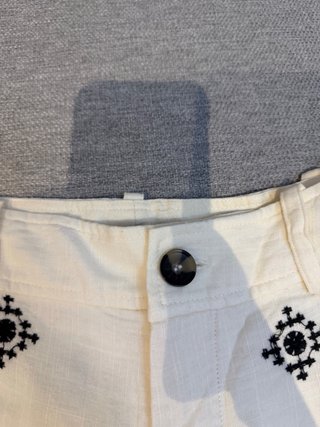 Pantalón Zara Crudo Bordado Negro Talla M