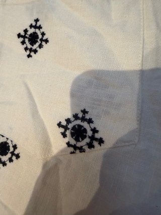 Pantalón Zara Crudo Bordado Negro Talla M