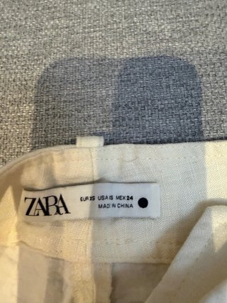 Pantalón Zara Crudo Bordado Negro Talla M