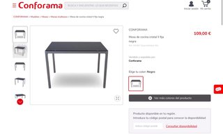 Mesa de cristal negro y metal gris.