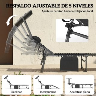 Set 2 Tumbonas Plegables con Reposacabezas