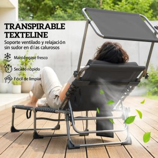 Set 2 Tumbonas Plegables con Reposacabezas