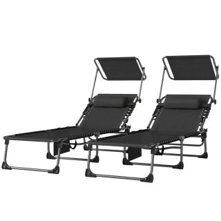 Set 2 Tumbonas Plegables con Reposacabezas