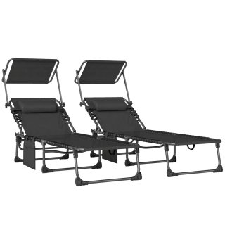 Set 2 Tumbonas Plegables con Reposacabezas
