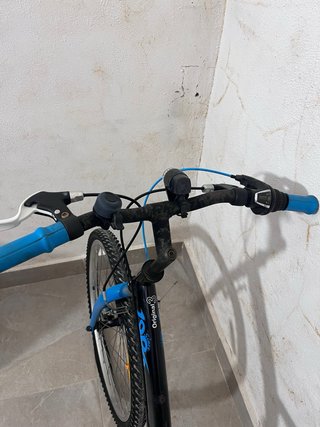 Bicicleta infantil negra y azul