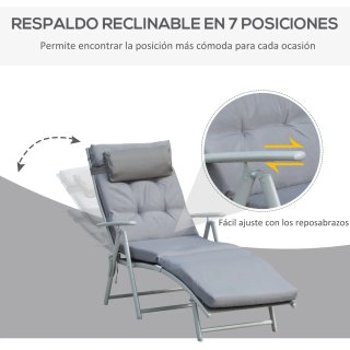 Tumbona Plegable Jardín Respaldo Ajustable
