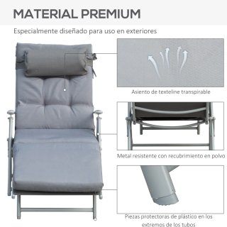 Tumbona Plegable Jardín Respaldo Ajustable