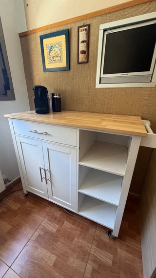 Mueble auxiliar cocina blanco encimera madera