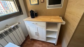 Mueble auxiliar cocina blanco encimera madera