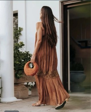 Vestido largo Zara marrón talla única