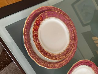 Platos Vintage Porcelana Morado y Dorado
