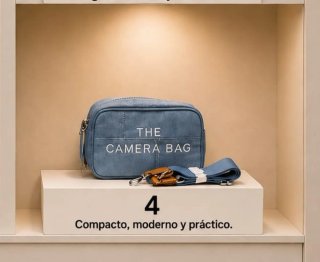 Bolso azul tipo cámara