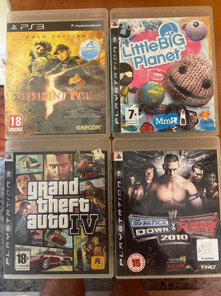 Lote 4 Juegos PS3: Resident Evil, LBP, GTA IV, WWE