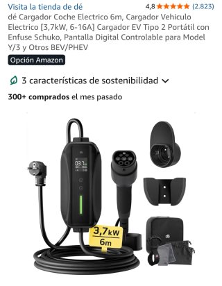 Cargador Coche Eléctrico 6m Tipo 2