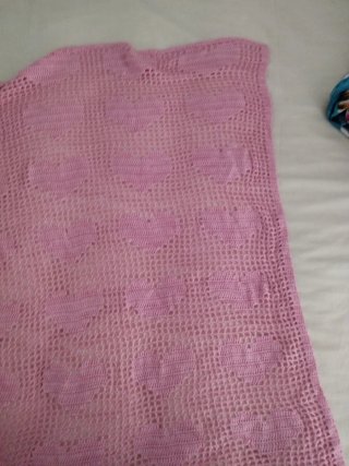 Manta bebé ganchillo artesanal rosa