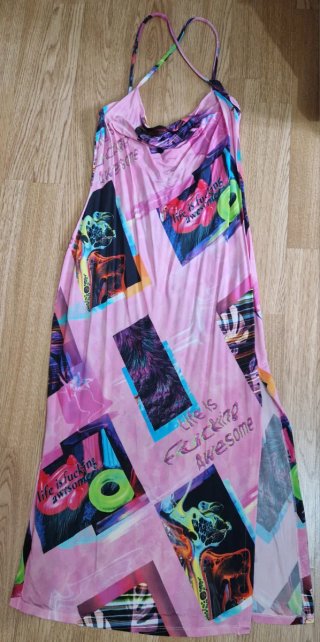 Vestido Midi Desigual Street Art Rosa | Slim Fit
