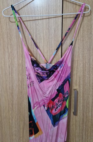 Vestido Midi Desigual Street Art Rosa | Slim Fit
