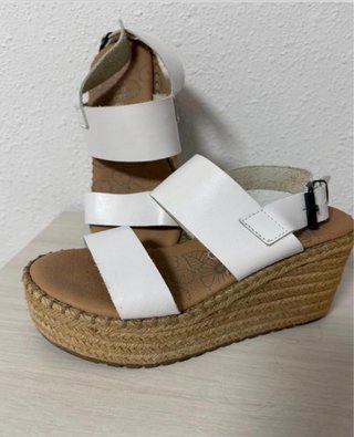 Sandalias cuña blancas verano mujer