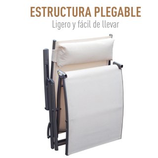 Tumbona Plegable Jardín Respaldo Ajustable