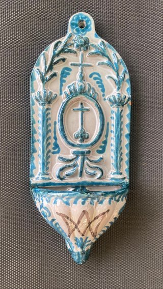 Acquasantiera ceramica dipinta a mano