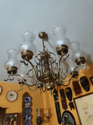 Lámpara de techo vintage 8 tulipas