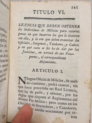 Raro Impreso militar original 1767