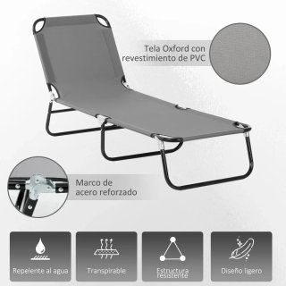 Tumbona Plegable Reclinable Gris