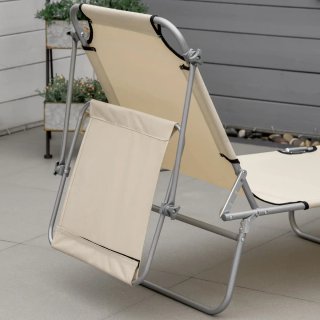Tumbona Plegable con Toldo Beige
