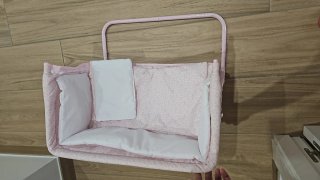 Cuna de colecho para muñecos rosa