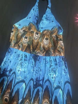 Vestido halter estampado pavo real Talla L