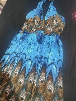 Vestido halter estampado pavo real Talla L