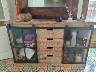 Aparador Buffet Madera y Cristal