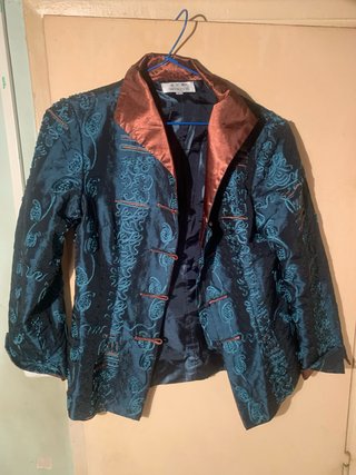 Chaqueta Oriental Mujer Teal y Dorado