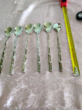 Set 6 Cucchiai Vintage Bambù Argento