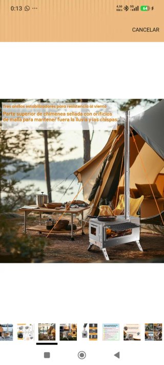 Estufa Leña Tienda Camping Metal