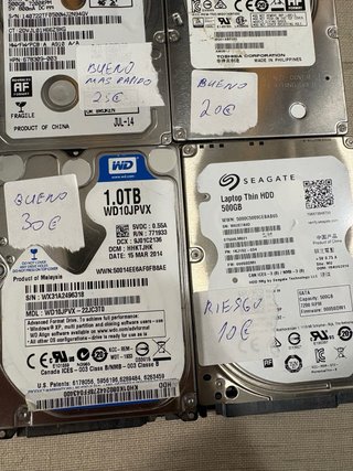4 Discos Duros SATA 2.5” 500GB/1TB 7200RPM