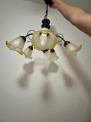 Lámpara de techo cristal y metal