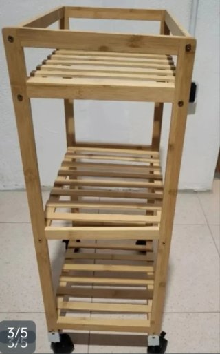 Estante Verdulero Bambú con Ruedas