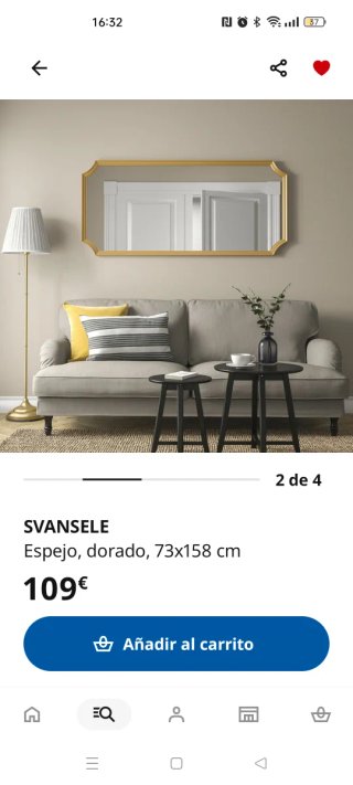 Espejo Dorado Ikea 73x158 cm