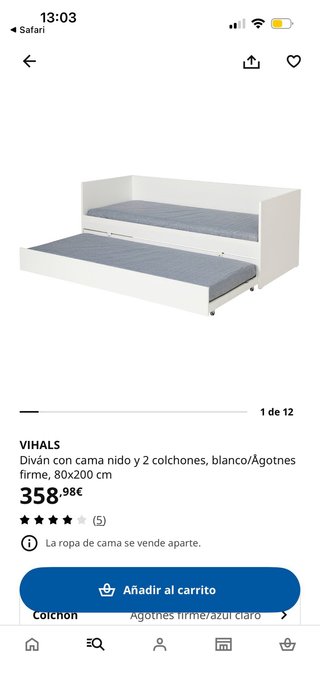 Cama nido con cabecero y mesita de noche a juego