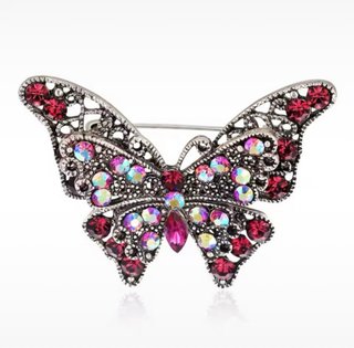 Broche Mariposa Multicolor y Rojo