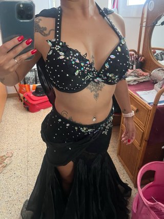 Traje Danza del Vientre Negro Adornado