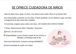 Ofrezco servicios de cuidado infantil