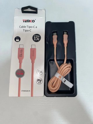 Cable USB-C TEMCO 65W 100cm Carga Rápida